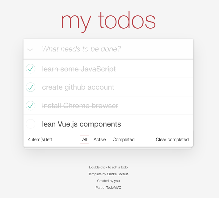 Todos page Vue.js